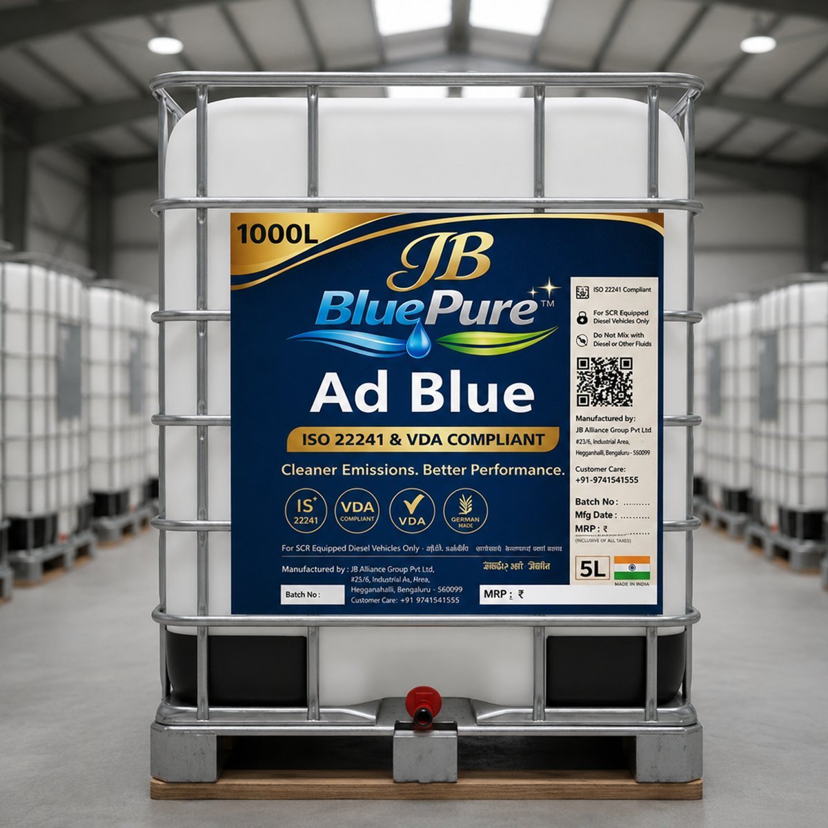 JB BluePure 1000L AdBlue IBC tote