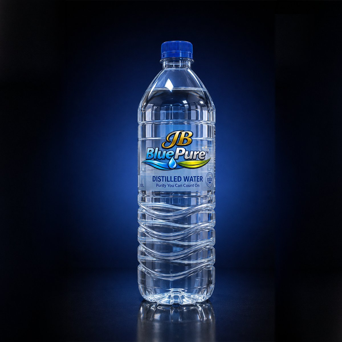 JB BluePure distilled water bottle
